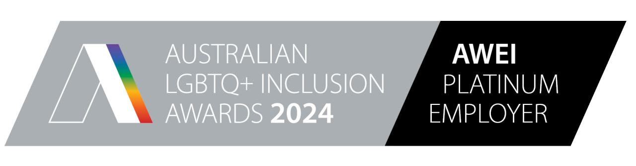 Australian LGBTQ Inclusion awards 2024 and AWEI platinum employer
