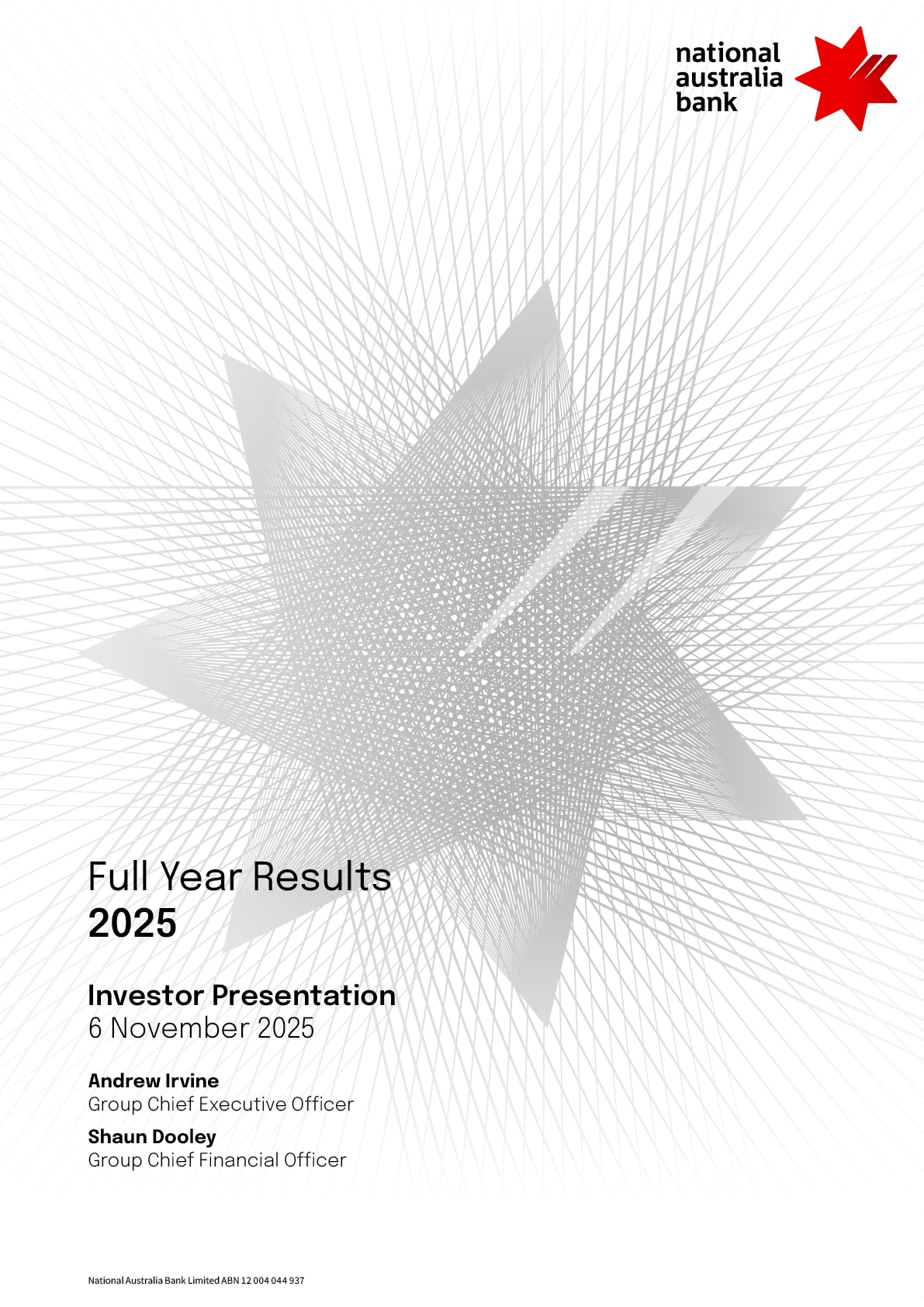  2025 NAB Full Year Results Investor Presentation cover