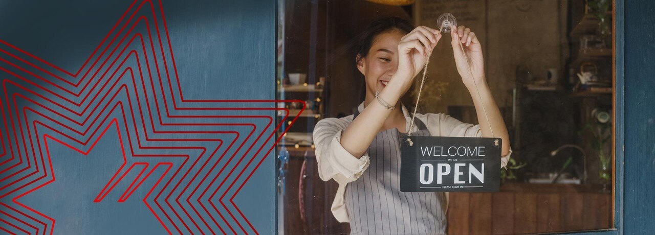 Welcome open sign for business