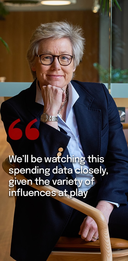 Sally auld quoting 'We'll be watching this spending data closely, given the variety of influences at play"